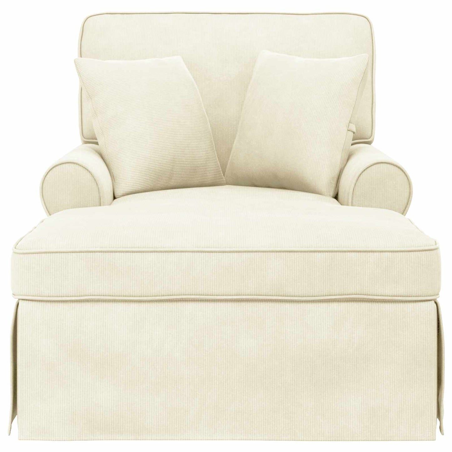 Chaise Lounge mit Rock 3 stk. Creme Cordstoff 91 x 157 x 91 cm