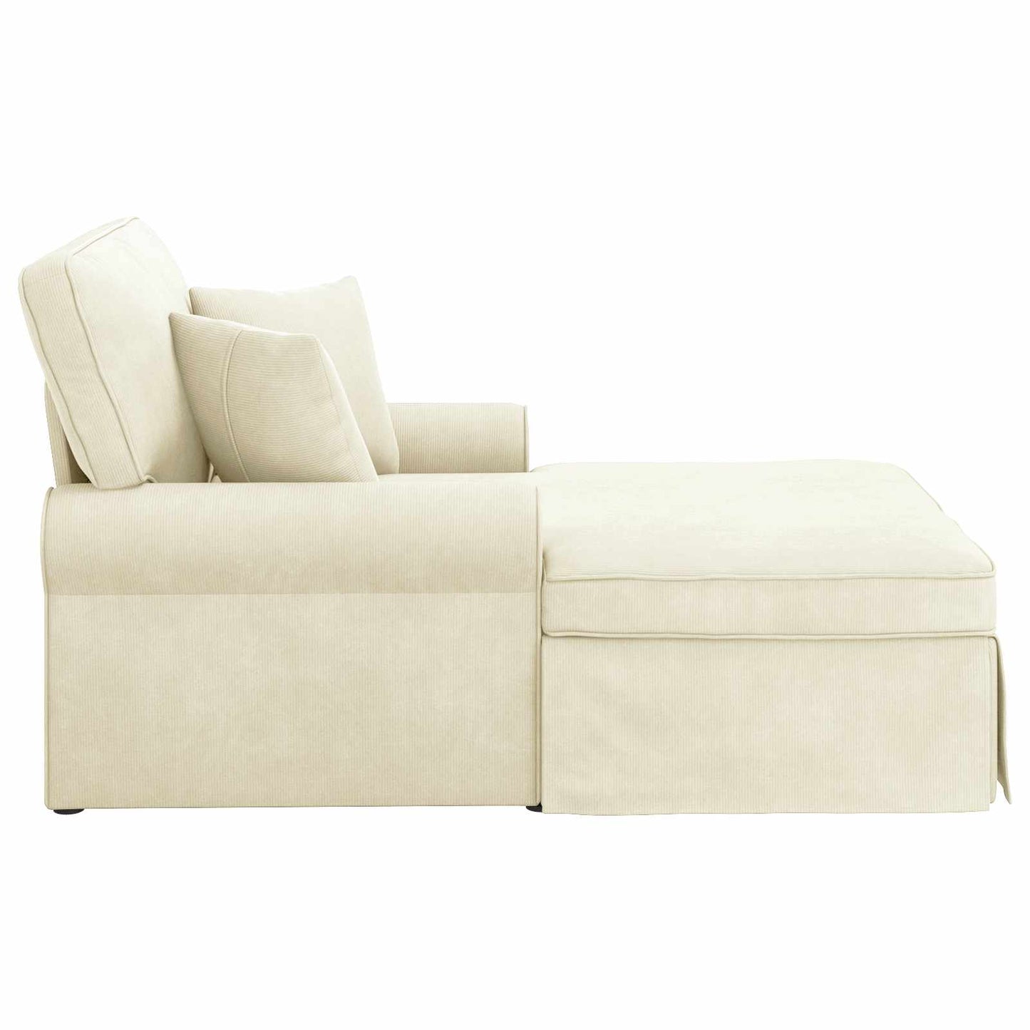 Chaise Lounge mit Rock 3 Stk. Creme Cordstoff 91 x 157 x 91 cm