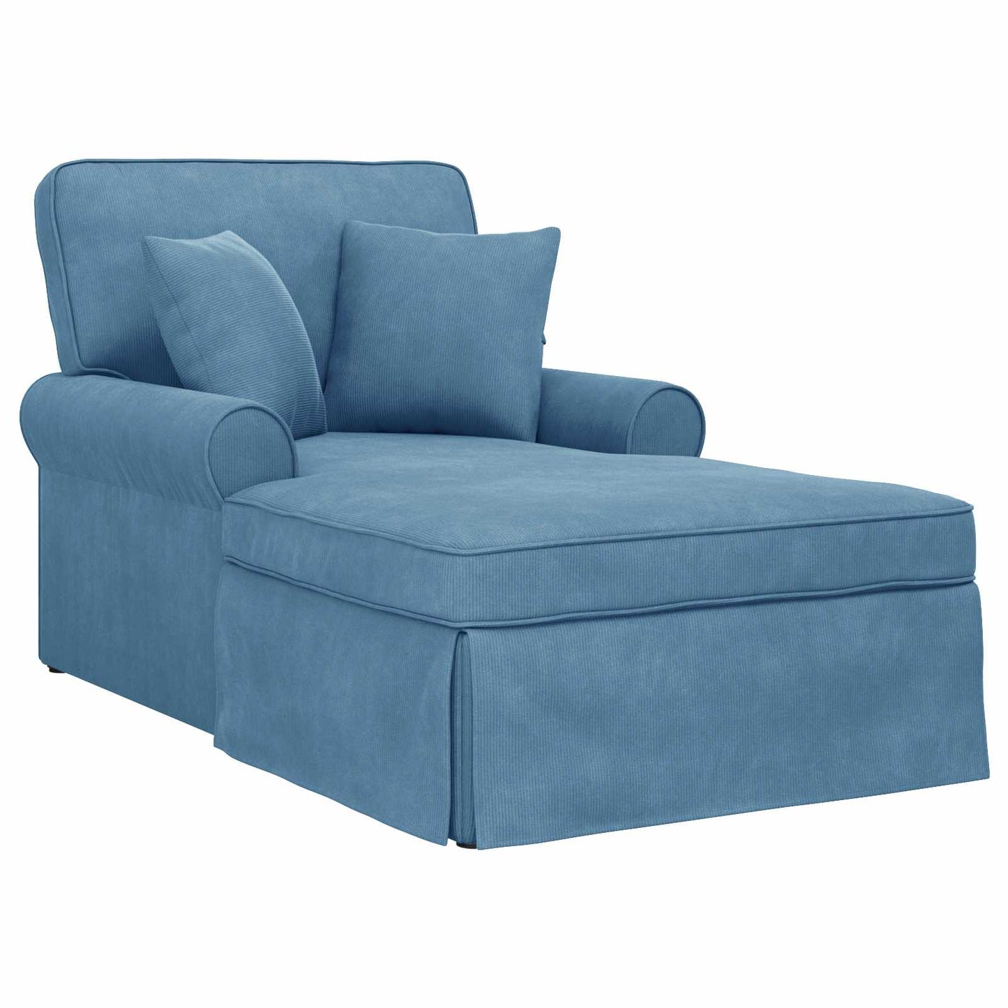 Chaise Lounge mit Rock 3 Stk. Blau Cordstoff 91 x 157 x 91 cm