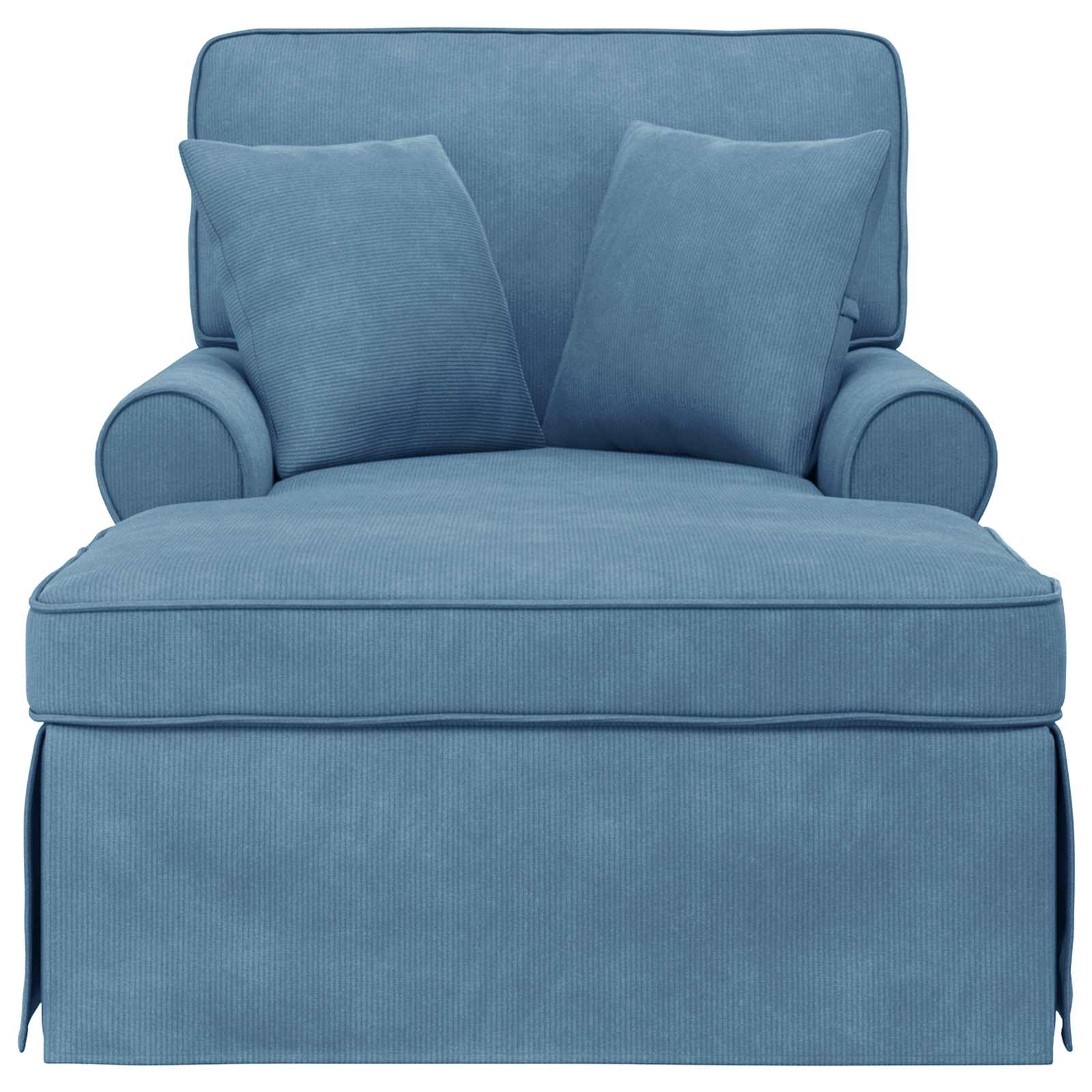 Chaise Lounge mit Rock 3 Stk. Blau Cordstoff 91 x 157 x 91 cm