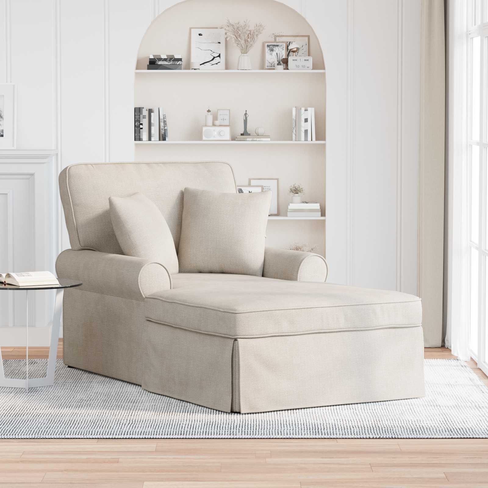 Chaise Lounge mit Rock mit Kissen Creme 157 x 91 x 91 cm ARES