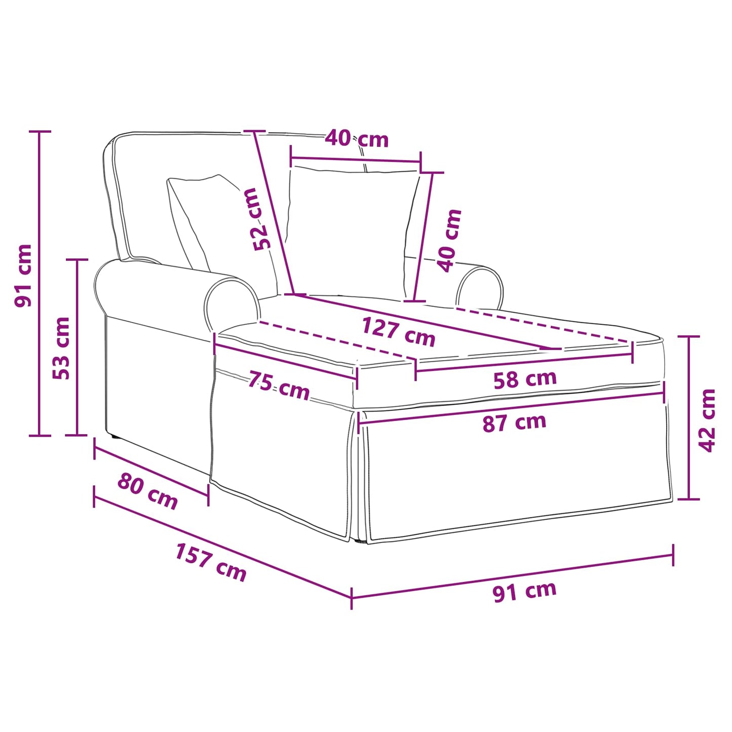 Chaise Lounge mit Rock Hellgrau 157 x 91 x 91 cm ARES