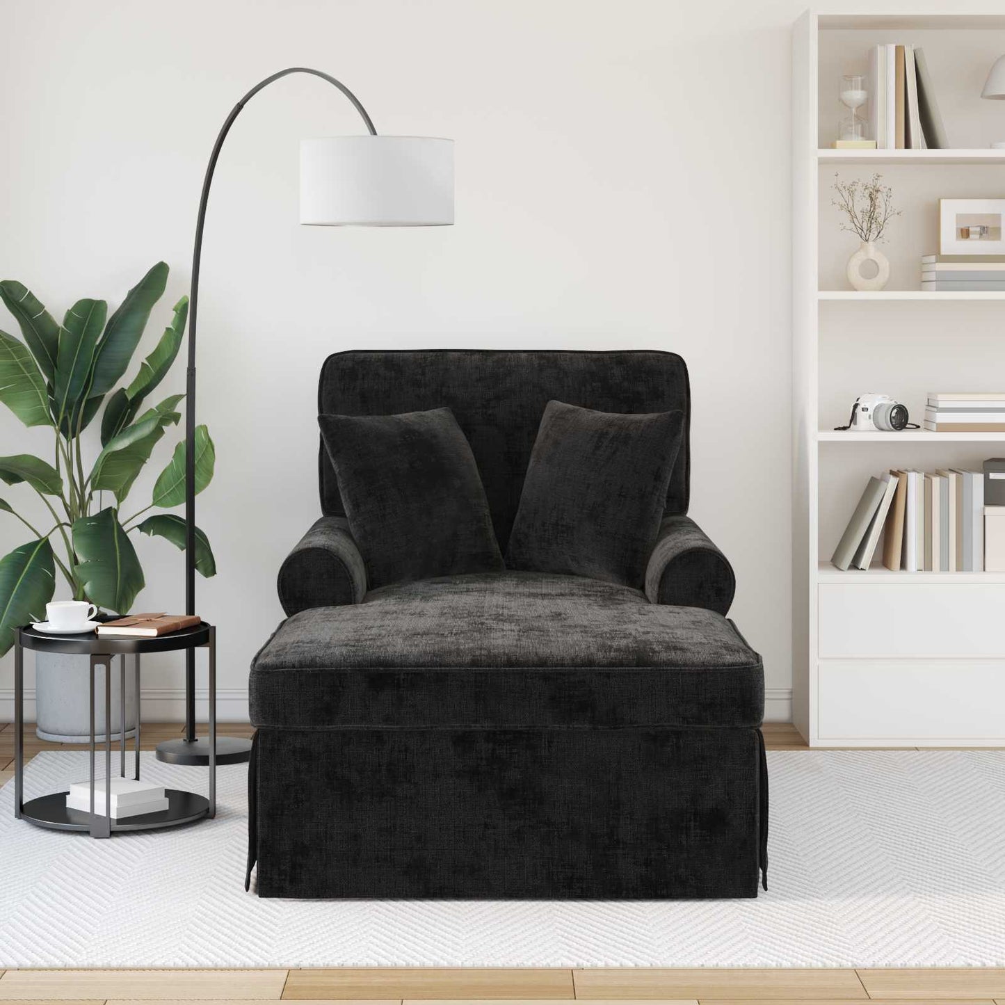 Chaise Lounge mit Rock mit Kissen Schwarz 157 x 91 x 91 cm ARES