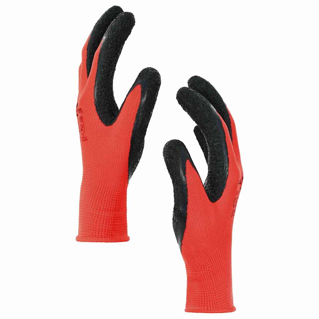 Arbeitshandschuhe 12 Stk. Rot und Schwarz 7 / S Latexbeschichtung