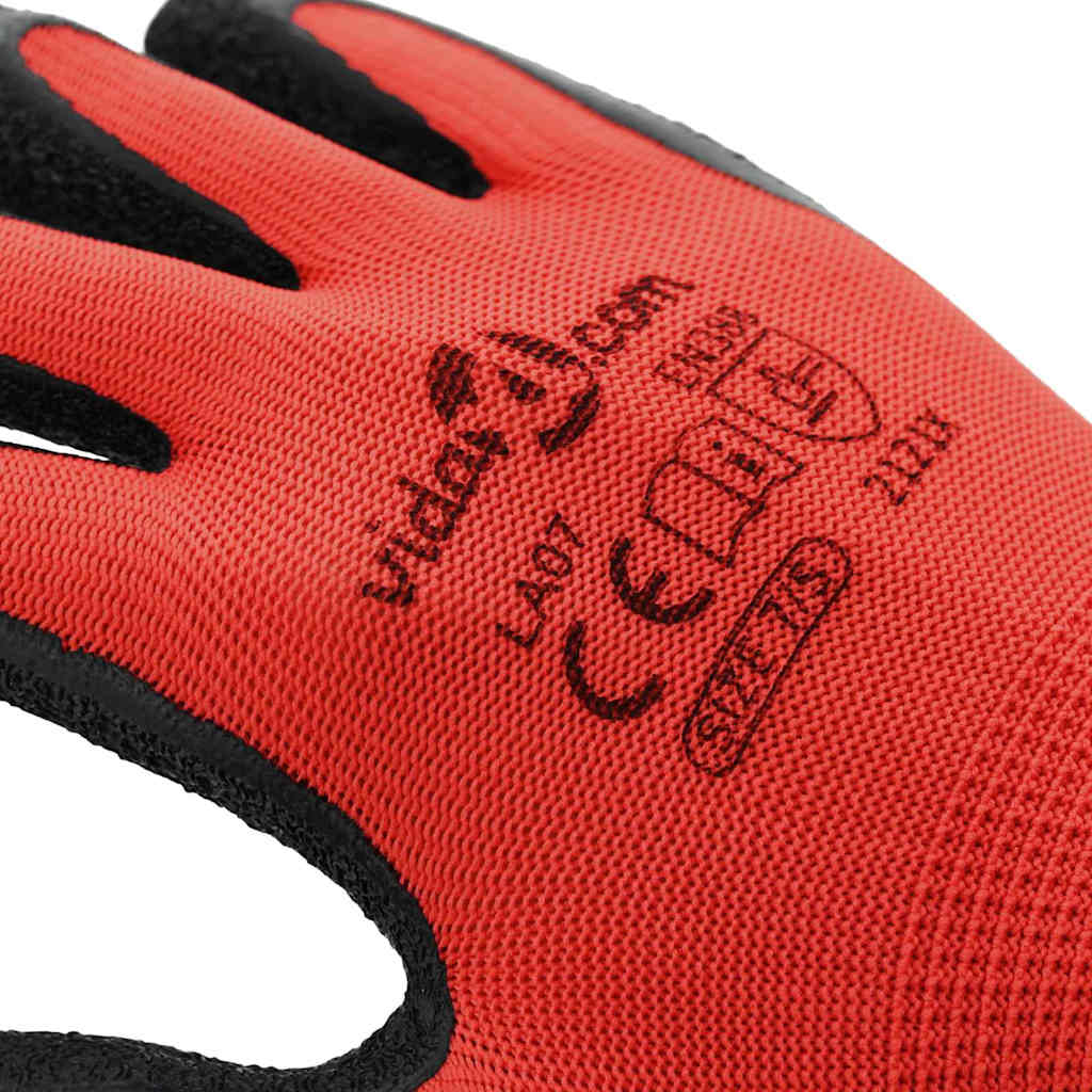 Arbeitshandschuhe 24 Stk. Rot und Schwarz 7 / S Latexbeschichtung