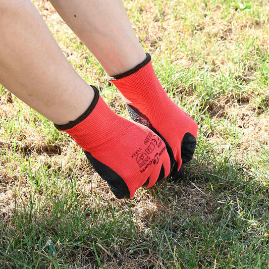 Arbeitshandschuhe 24 Stk. Rot und Schwarz 7 / S Latexbeschichtung