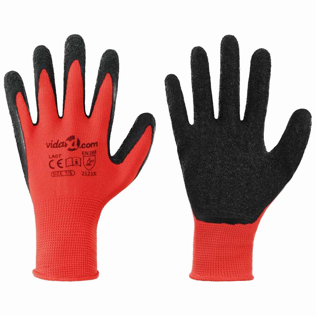 Arbeitshandschuhe 24 Stk. Rot und Schwarz 7 / S Latexbeschichtung