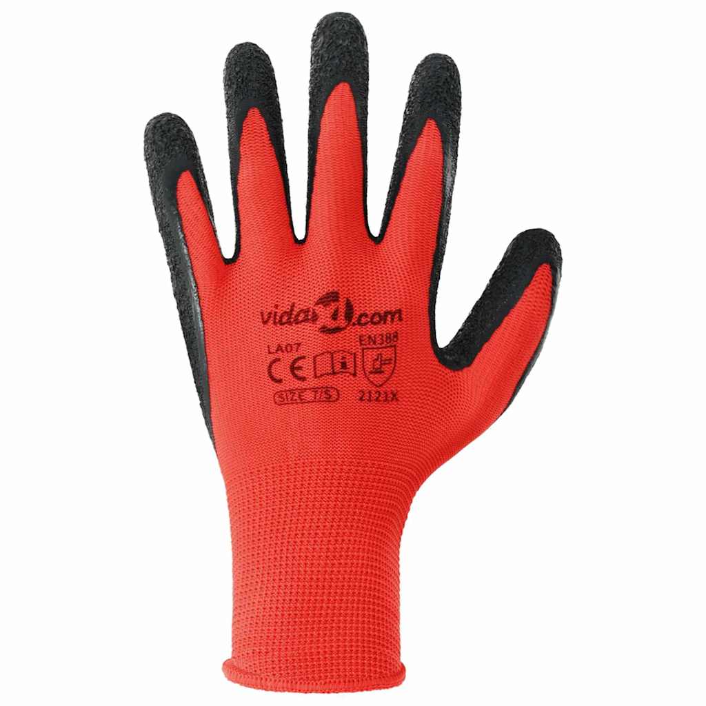 Arbeitshandschuhe 24 Stk. Rot und Schwarz 7 / S Latexbeschichtung
