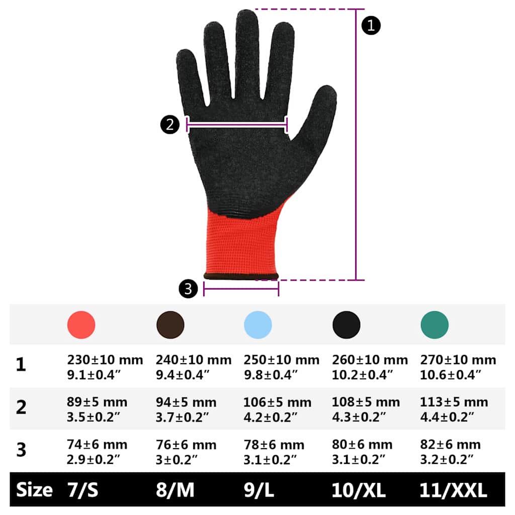 Arbeitshandschuhe 12 Stk. Rot und Schwarz 8 / m Latexbeschichtung