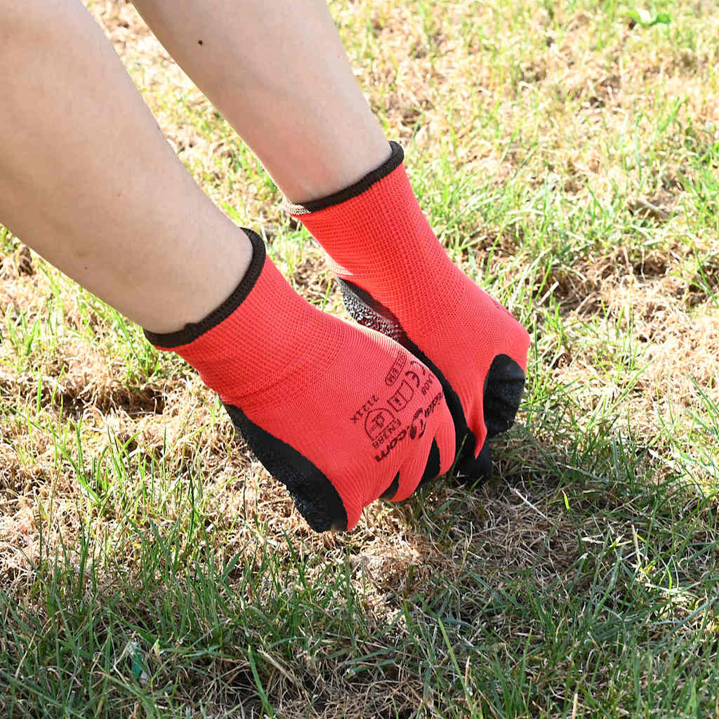 Arbeitshandschuhe 24 Stk. Rot und Schwarz 8 / m Latexbeschichtung