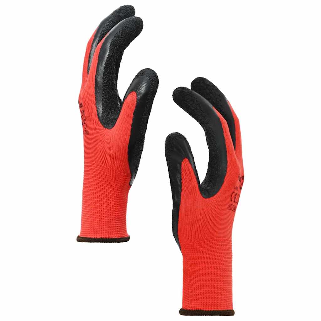 Arbeitshandschuhe 24 Stk. Rot und Schwarz 8 / m Latexbeschichtung