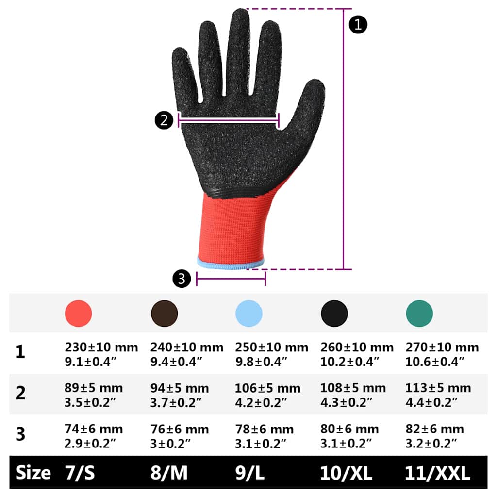 Arbeitshandschuhe 12 Stk. Rot und Schwarz 9 / l Latexbeschichtung