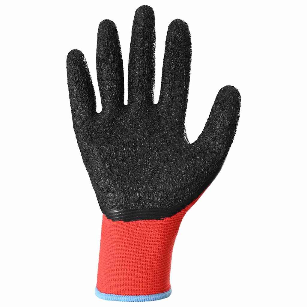 Arbeitshandschuhe 24 Stk. Rot und Schwarz 9 / l Latexbeschichtung