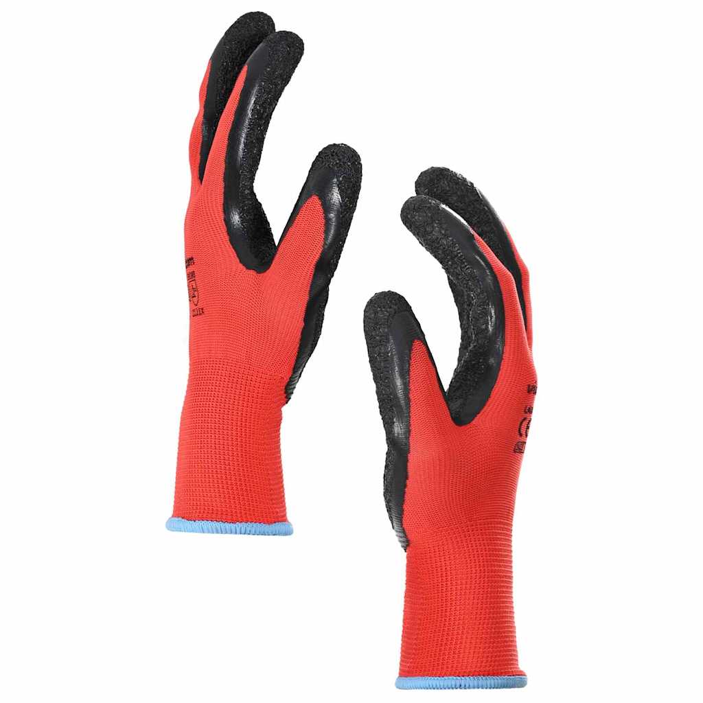 Arbeitshandschuhe 24 Stk. Rot und Schwarz 9 / l Latexbeschichtung