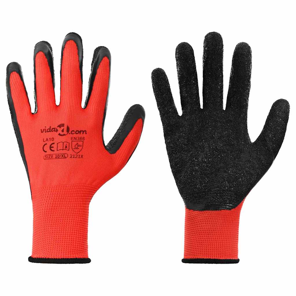Arbeitshandschuhe 24 Stk. Rot und Schwarz 10 / XL