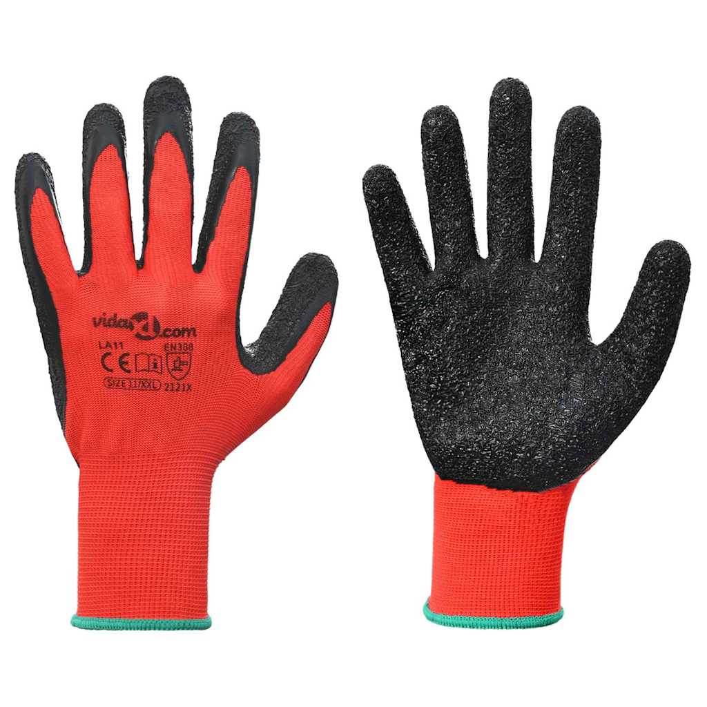 Arbeitshandschuhe 12 Stk. Rot und Schwarz 11 / XXL