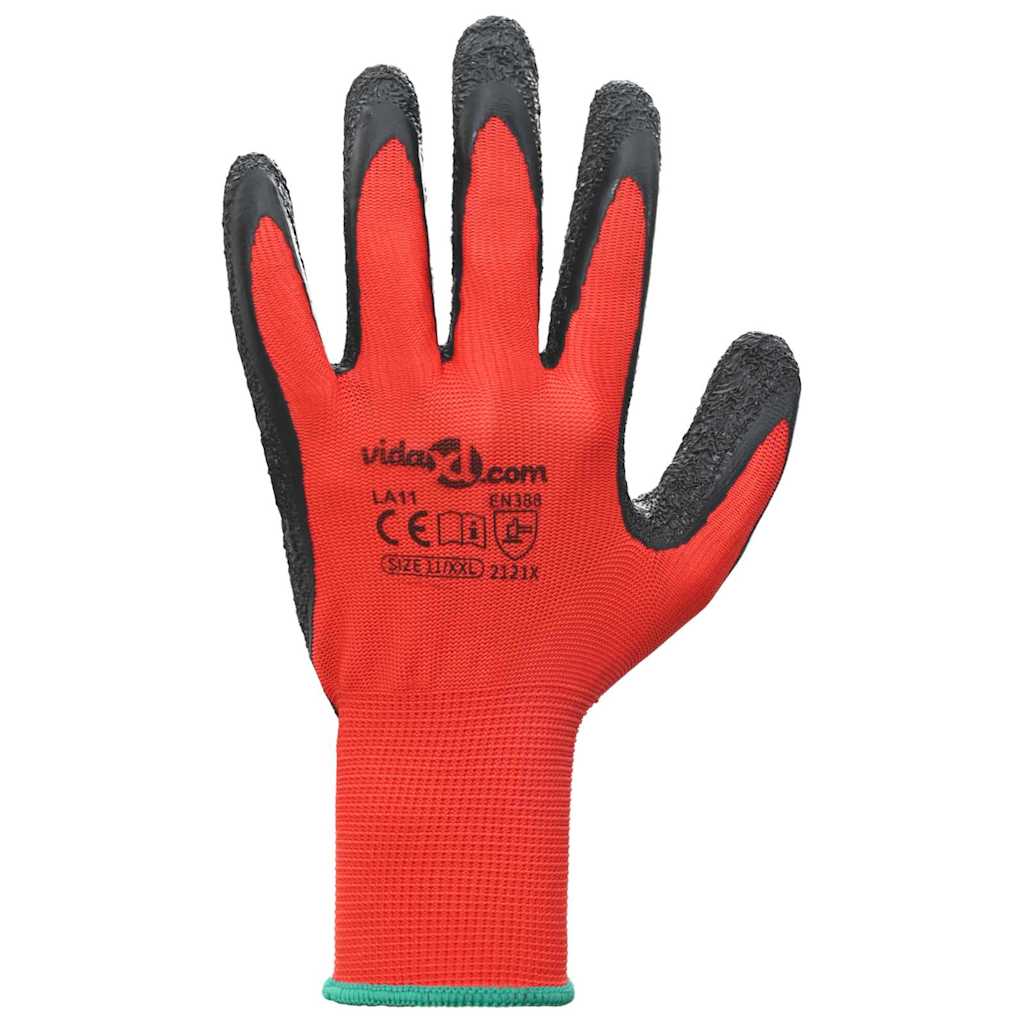 Arbeitshandschuhe 12 Stk. Rot und Schwarz 11 / XXL