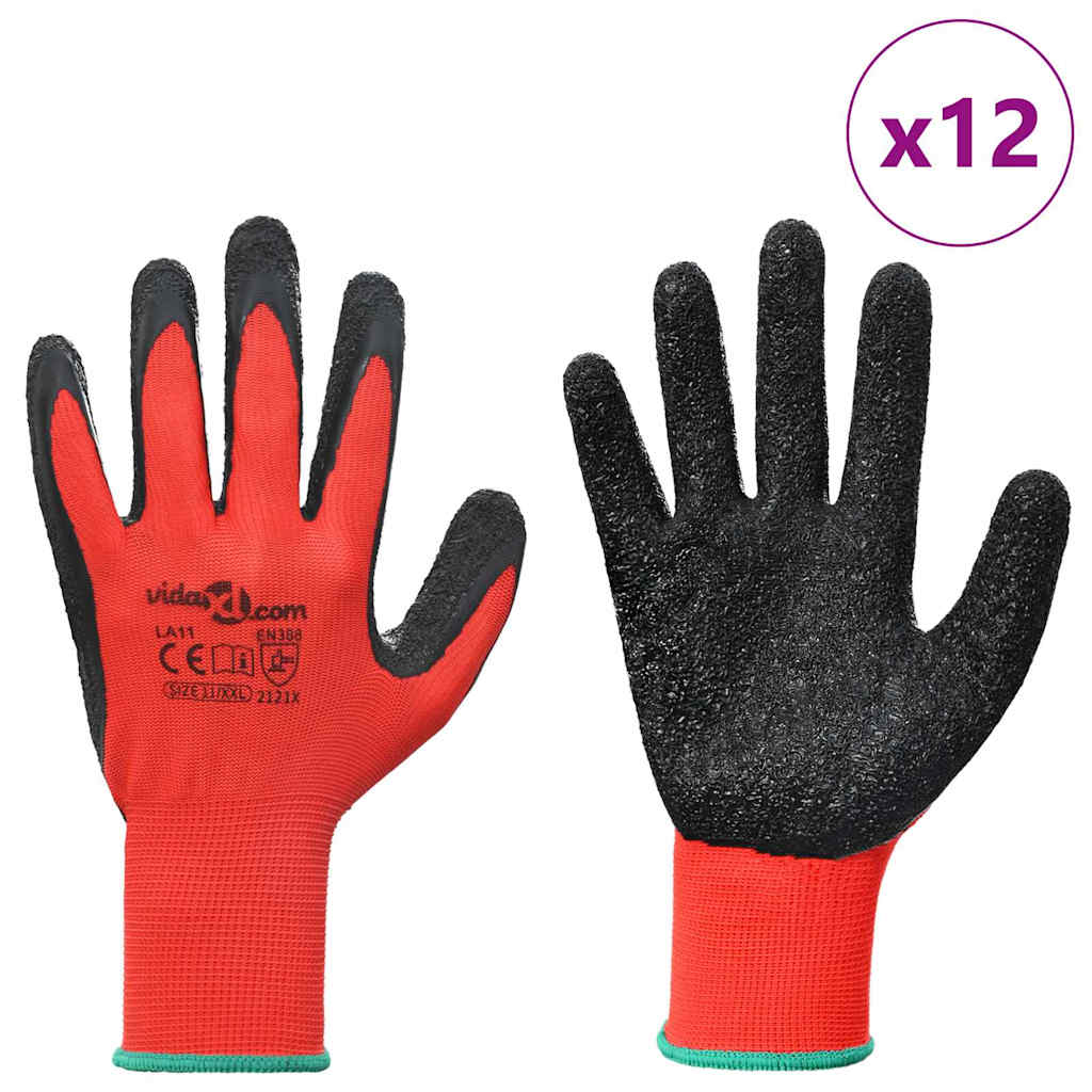 Arbeitshandschuhe 12 Stk. Rot und Schwarz 11 / XXL
