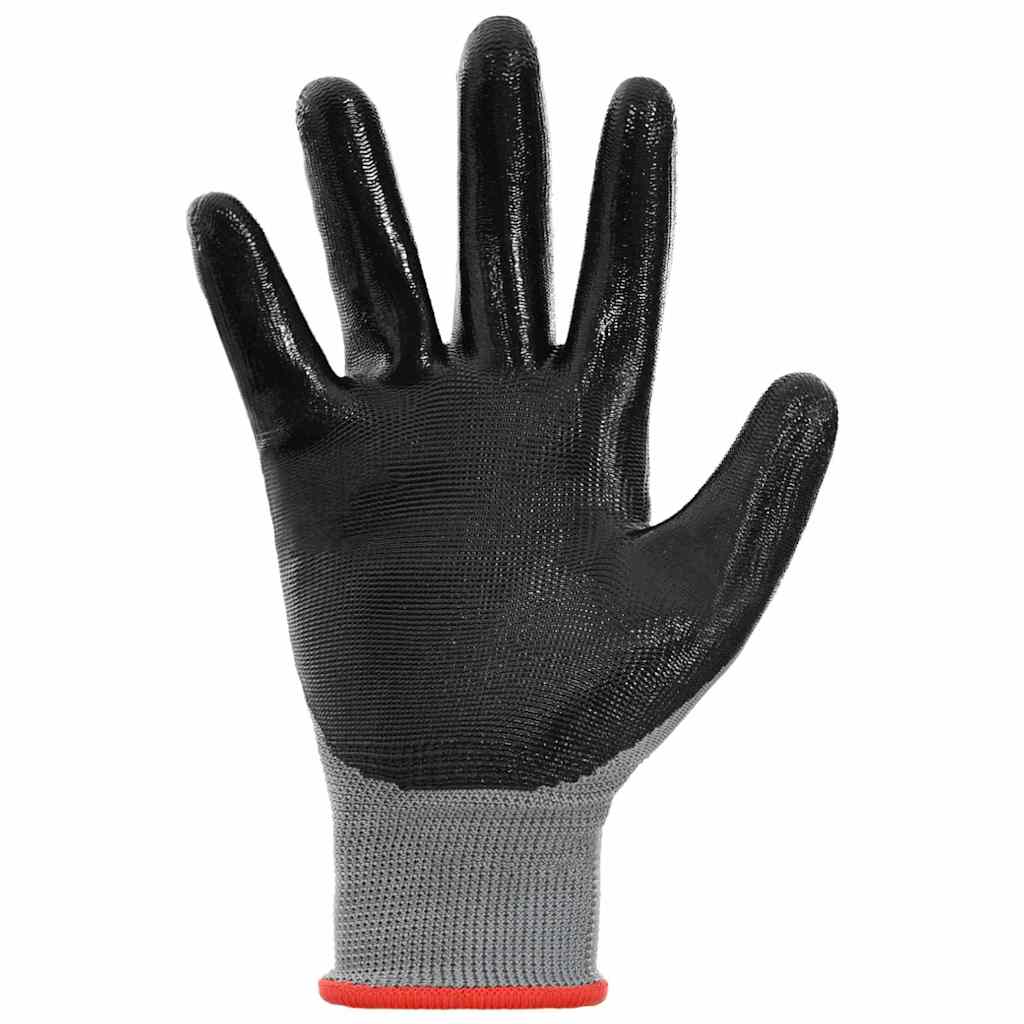 Arbeitshandschuhe 24 Stk. Grau und Schwarz 7 / S Polyester