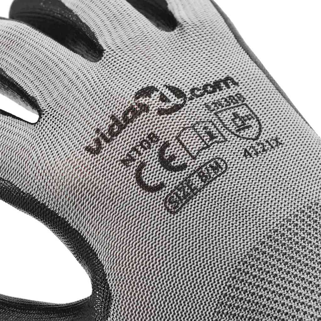 Arbeitshandschuhe 12 Stk. Grau und Schwarz 8 / m Polyester