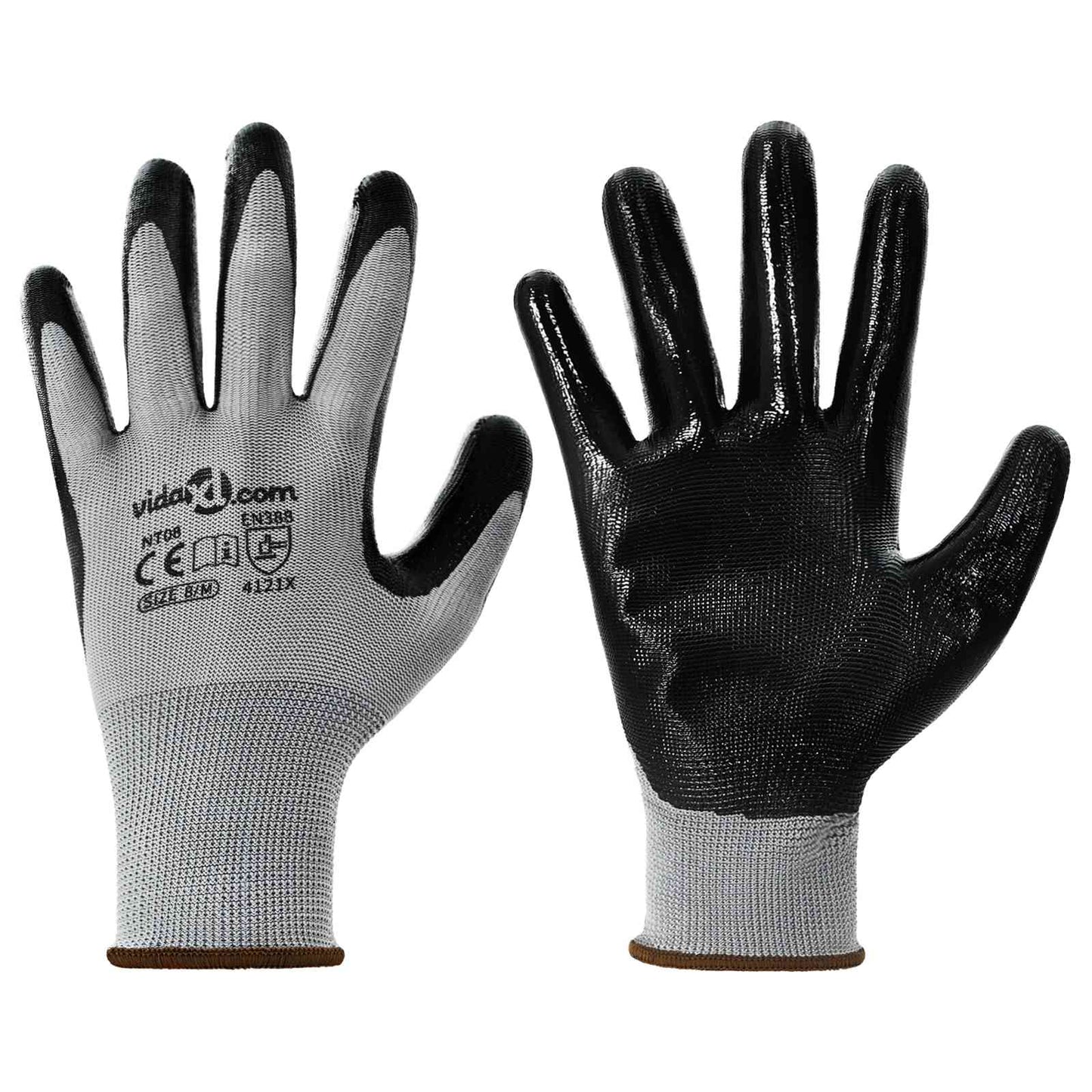 Arbeitshandschuhe 24 Stk. Grau und Schwarz 8 / m Polyester
