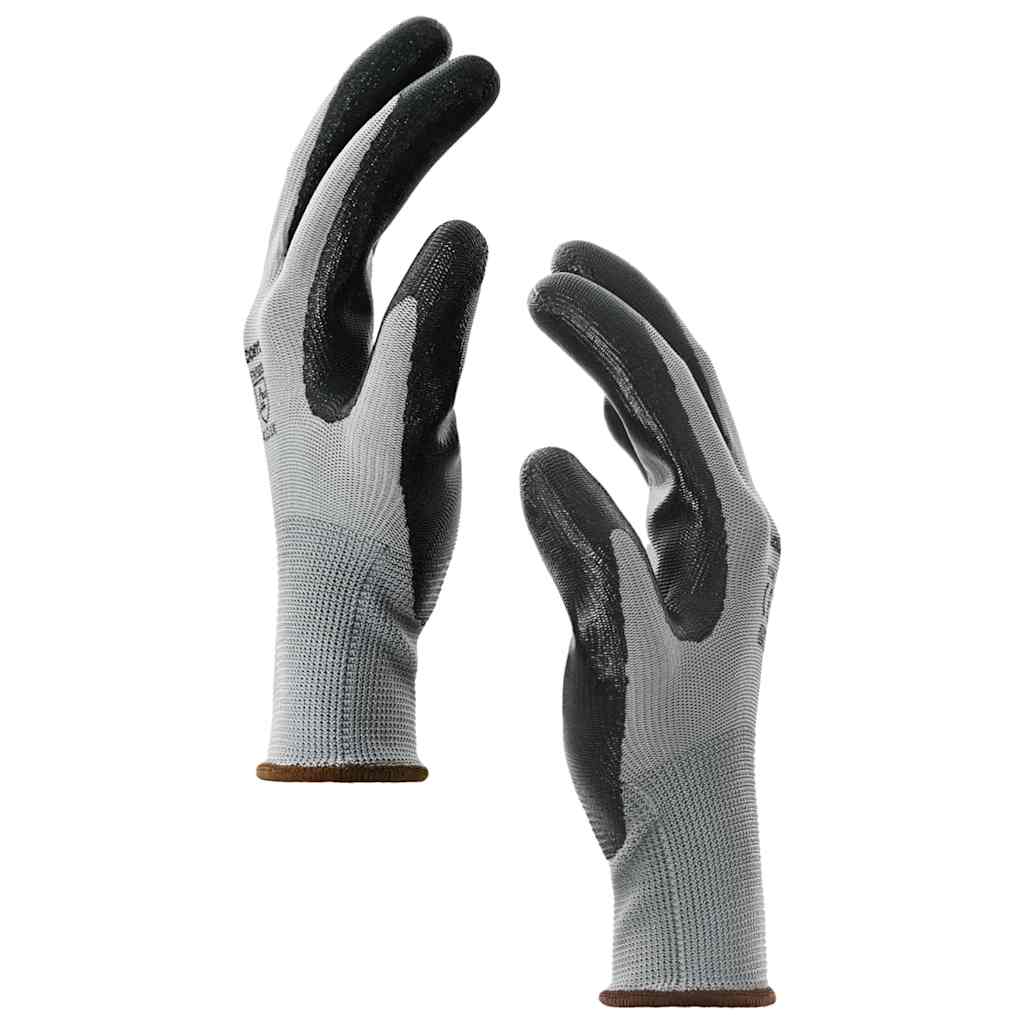 Arbeitshandschuhe 24 Stk. Grau und Schwarz 8 / m Polyester