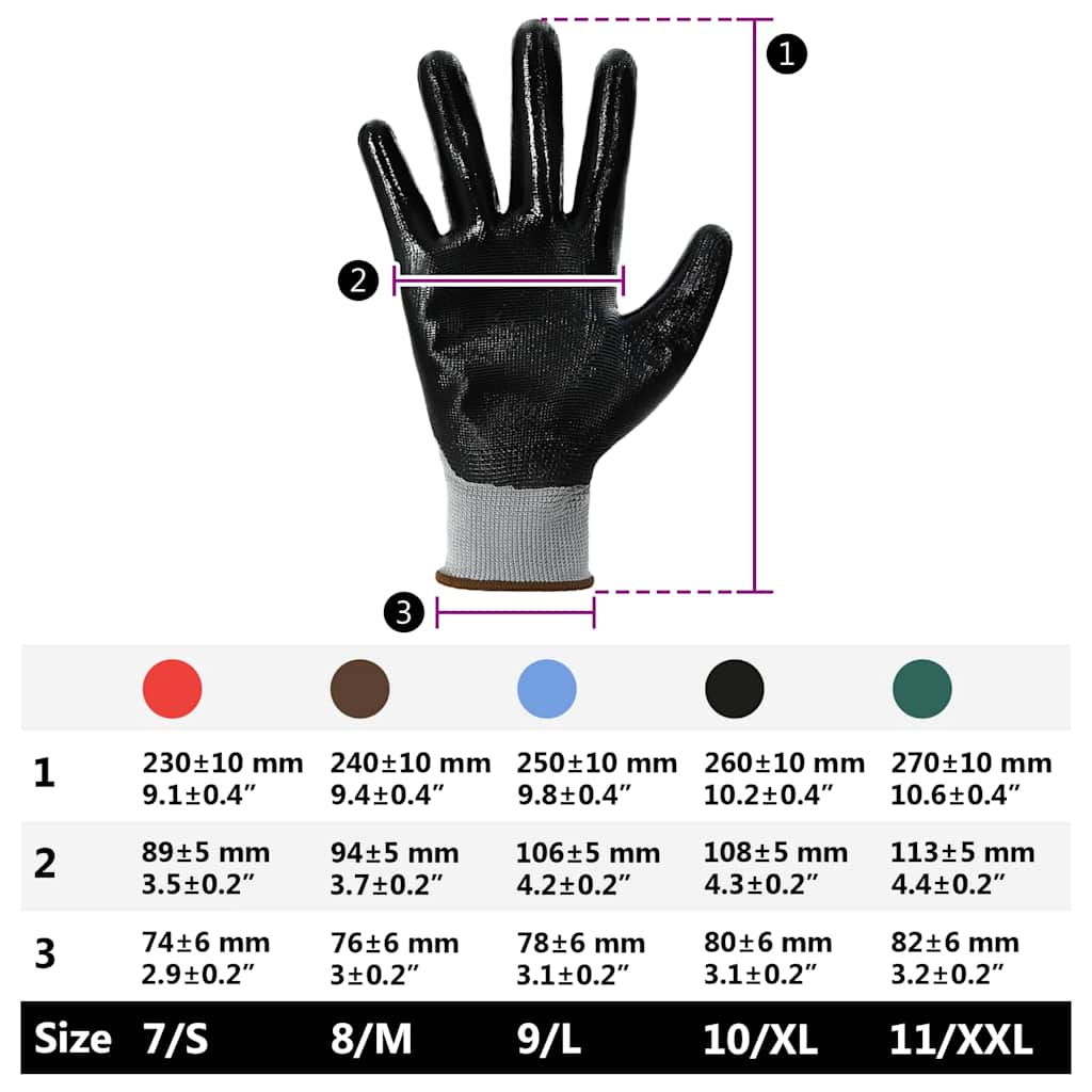 Arbeitshandschuhe 24 Stk. Grau und Schwarz 8 / m Polyester