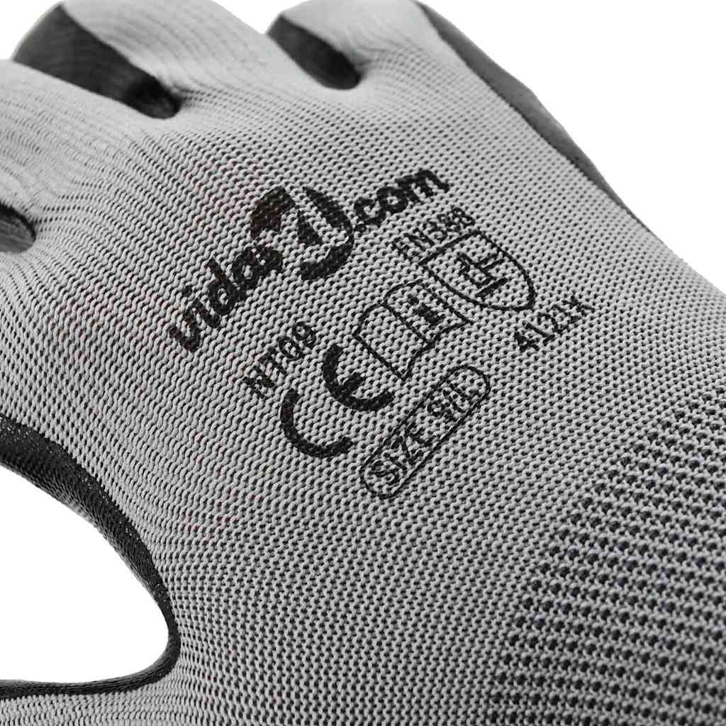Arbeitshandschuhe 12 Stk. Grau und Schwarz 9 / l Polyester