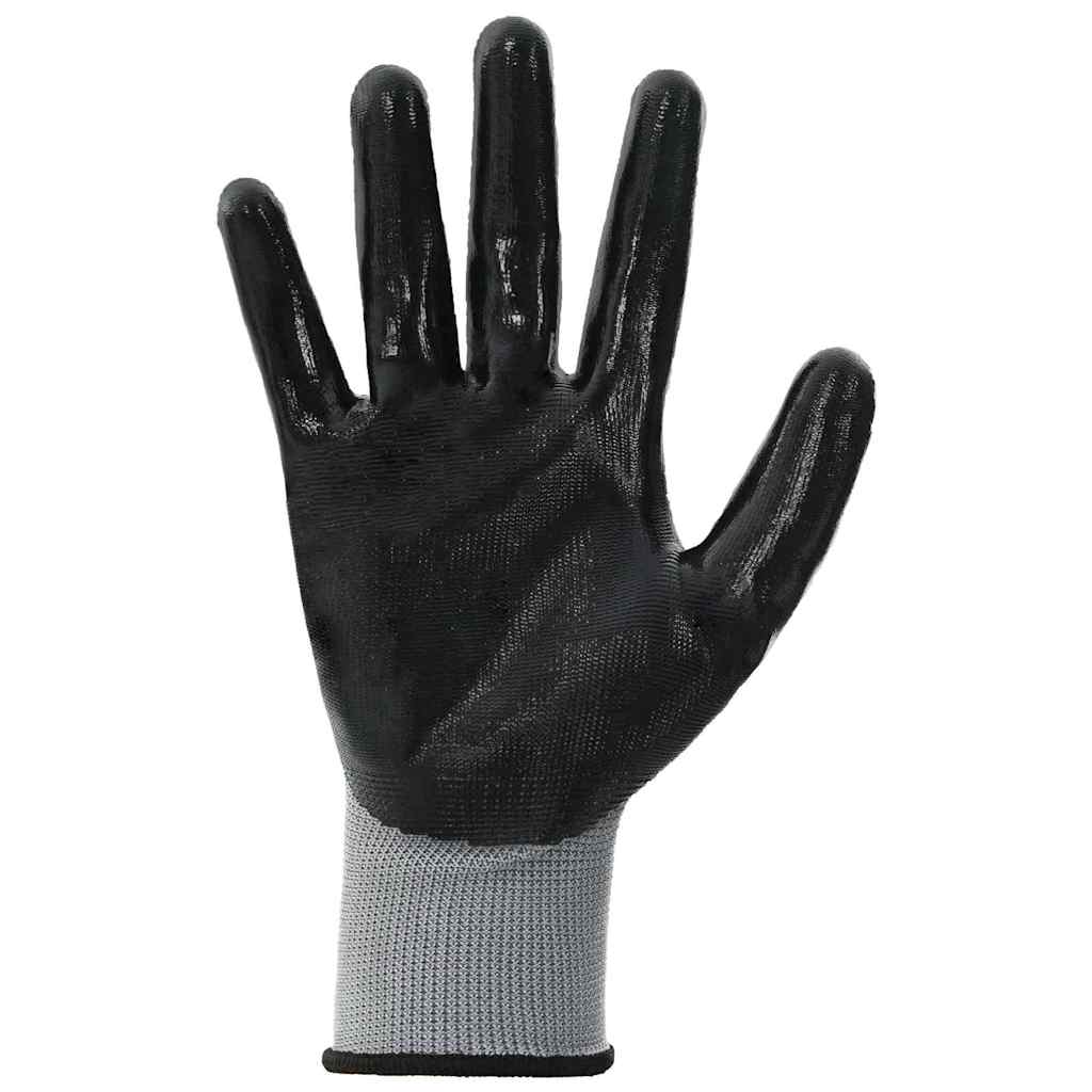 Arbeitshandschuhe 24 Stk. Grau und Schwarz 10 / XL Polyester