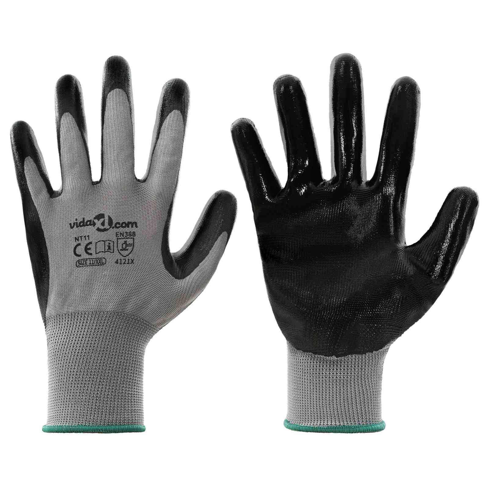 Arbeitshandschuhe 24 Stk. Grau und Schwarz 11 / XXL Polyester