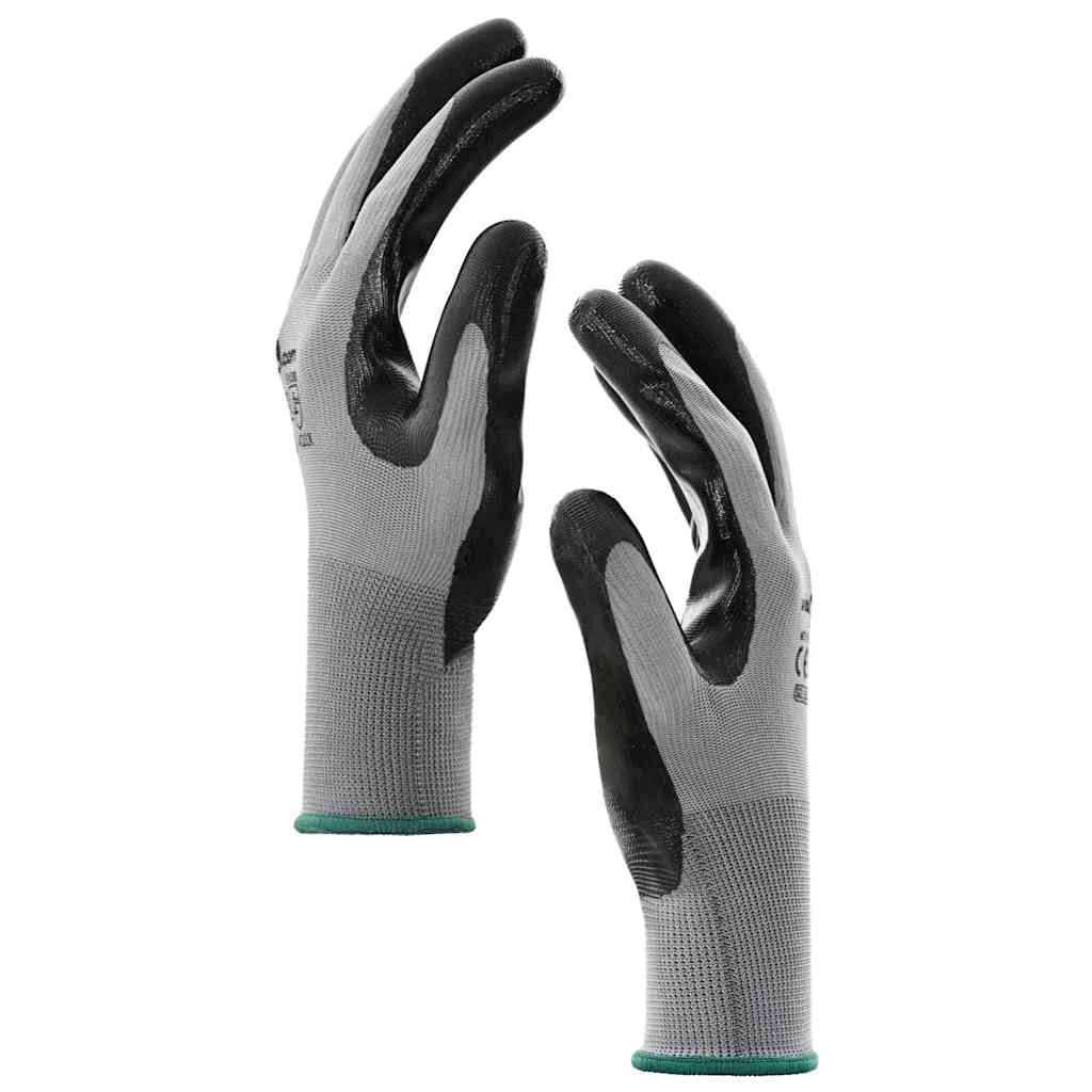Arbeitshandschuhe 24 Stk. Grau und Schwarz 11 / XXL Polyester
