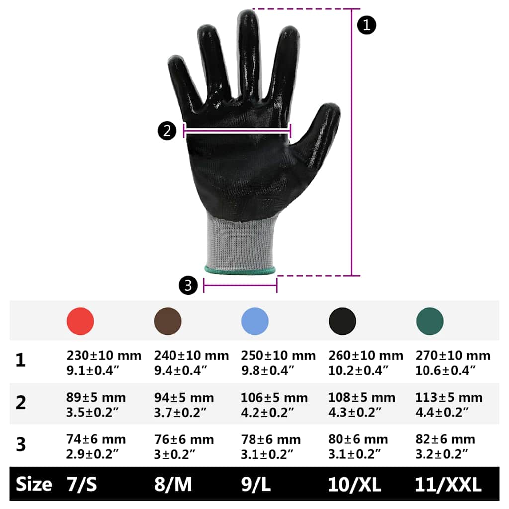 Arbeitshandschuhe 24 Stk. Grau und Schwarz 11 / XXL Polyester