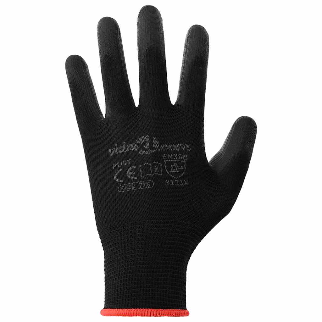 Arbeitshandschuhe 12 Stk. Schwarz 7 / S Polyester