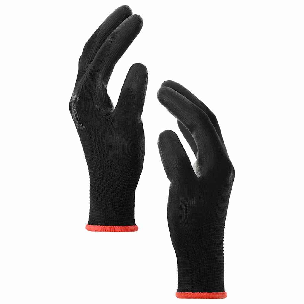 Arbeitshandschuhe 12 Stk. Schwarz 7 / S Polyester