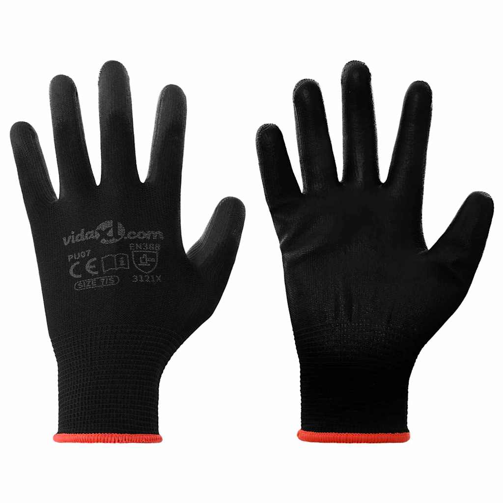Arbeitshandschuhe 24 Stk. Schwarz 7 / S Polyester
