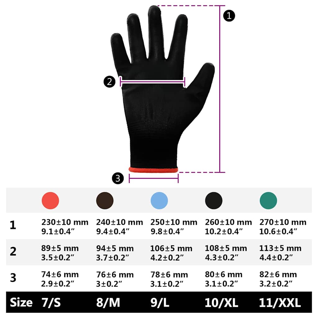 Arbeitshandschuhe 24 Stk. Schwarz 7 / S Polyester