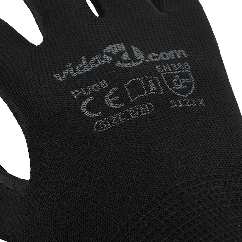 Arbeitshandschuhe 12 Stk. Schwarz 8 / m Polyester