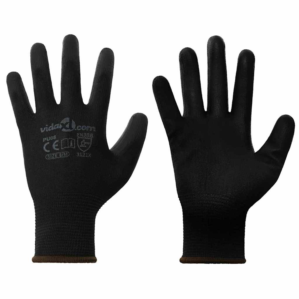 Arbeitshandschuhe 12 Stk. Schwarz 8 / m Polyester