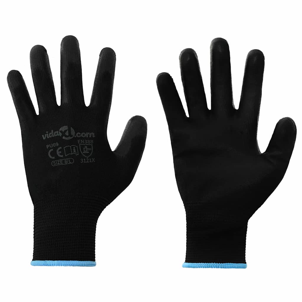Arbeitshandschuhe 12 Stk. Schwarz 9 / l Polyester