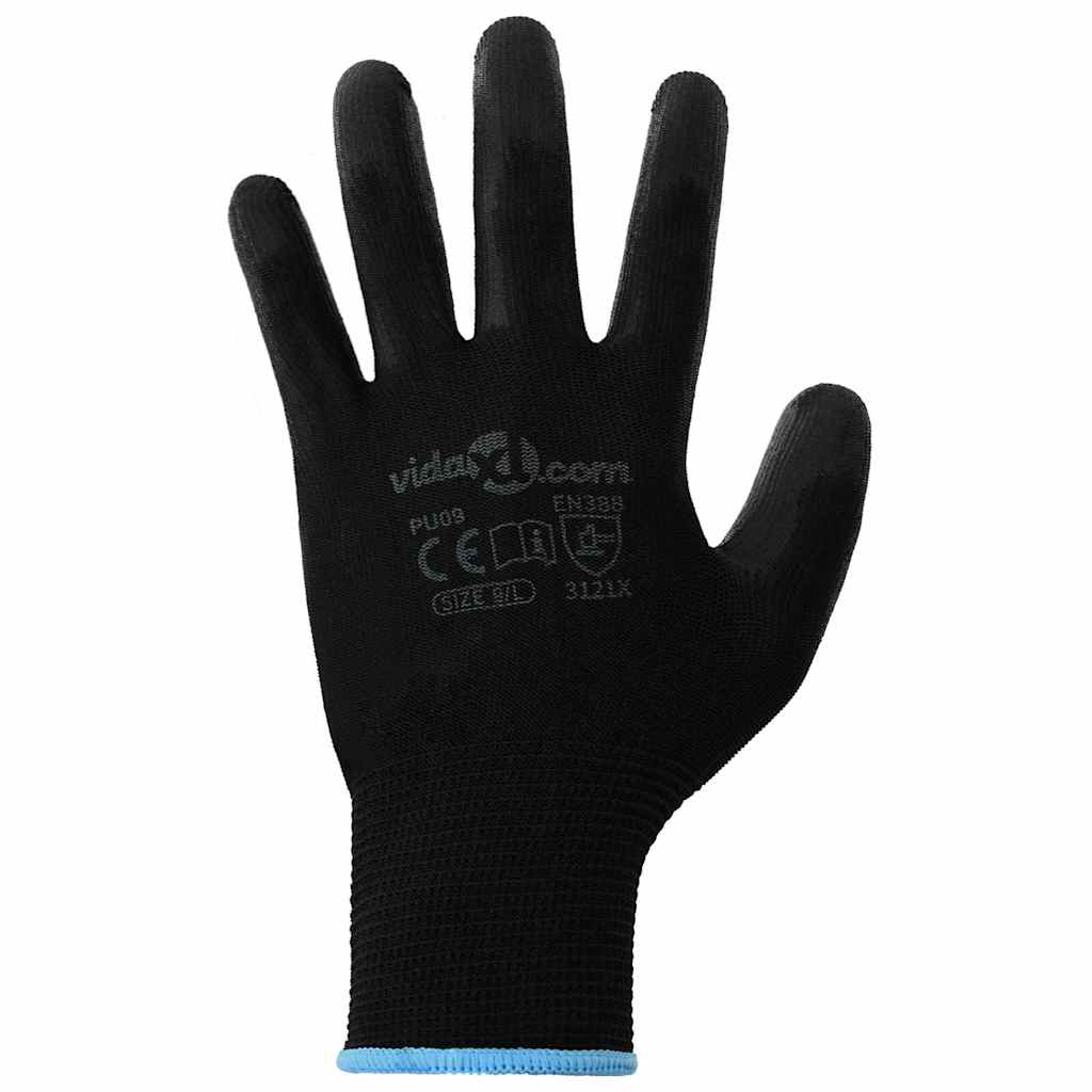 Arbeitshandschuhe 24 Stk. Schwarz 9 / l Polyester