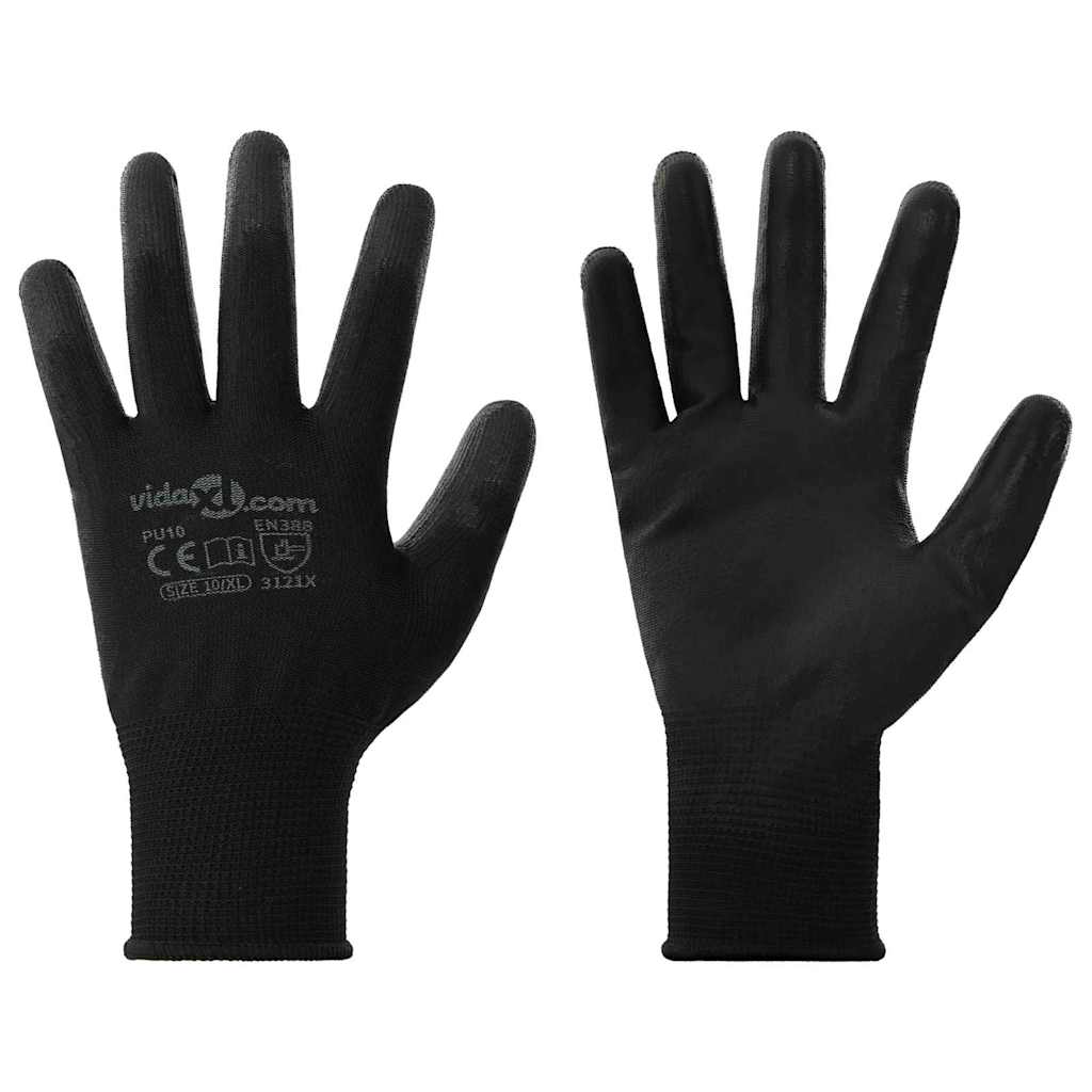 Arbeitshandschuhe 24 Stk. Schwarz 10 / XL Polyester
