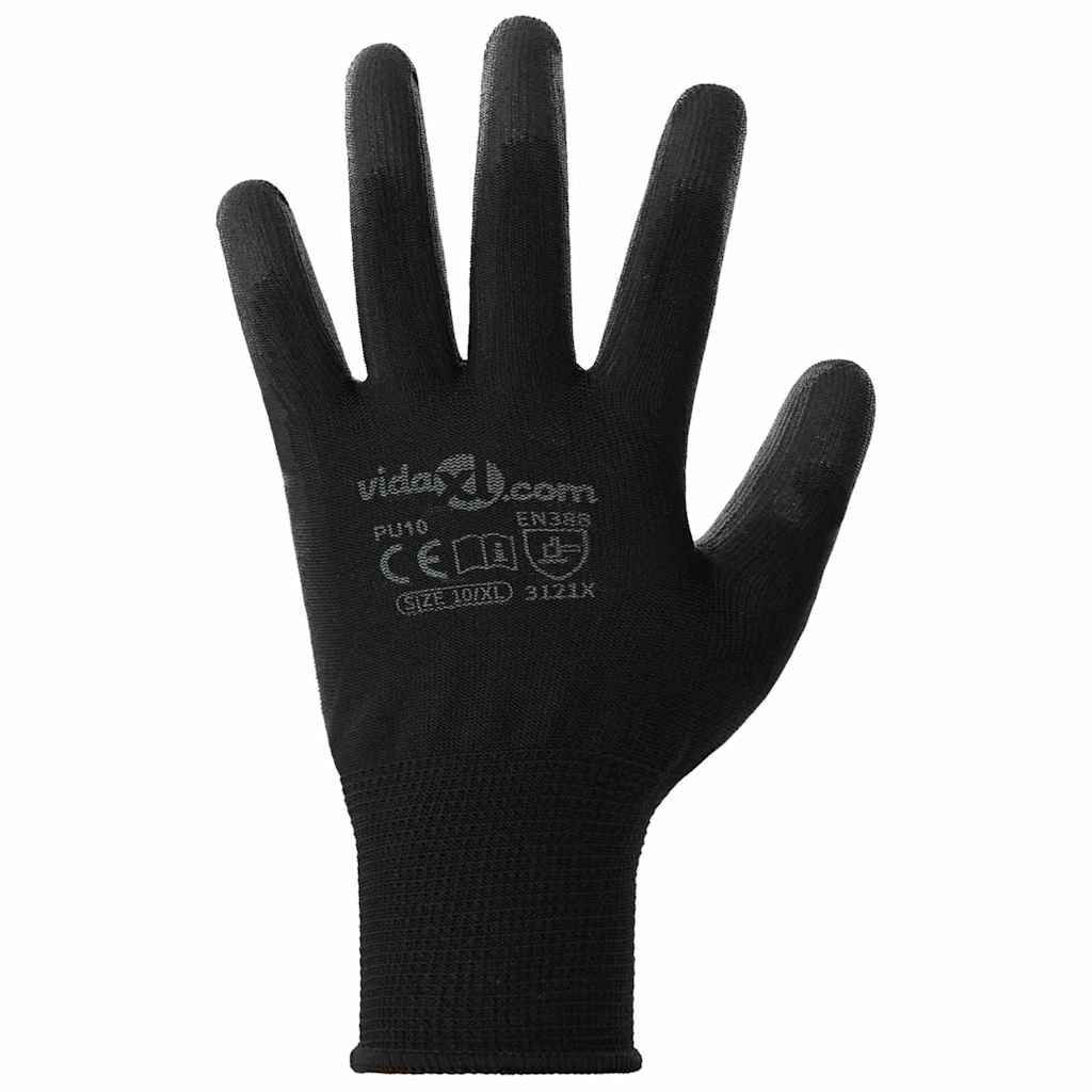 Arbeitshandschuhe 24 Stk. Schwarz 10 / XL Polyester