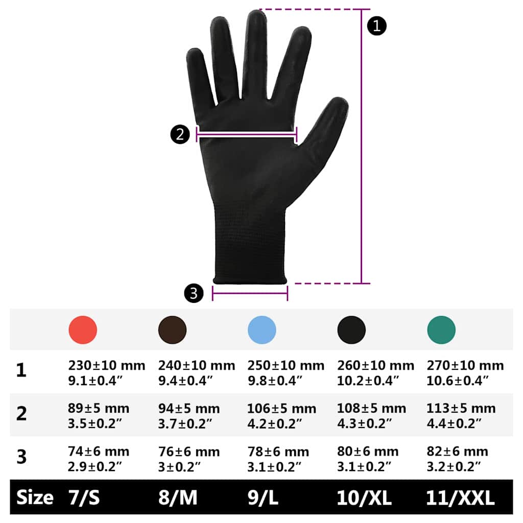 Arbeitshandschuhe 24 Stk. Schwarz 10 / XL Polyester