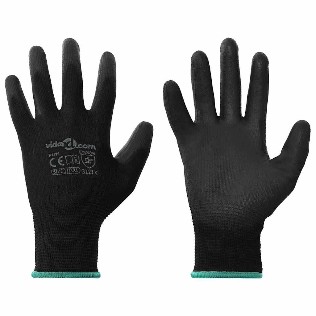 Arbeitshandschuhe 24 Stk. Schwarz 11 / XXL Polyester