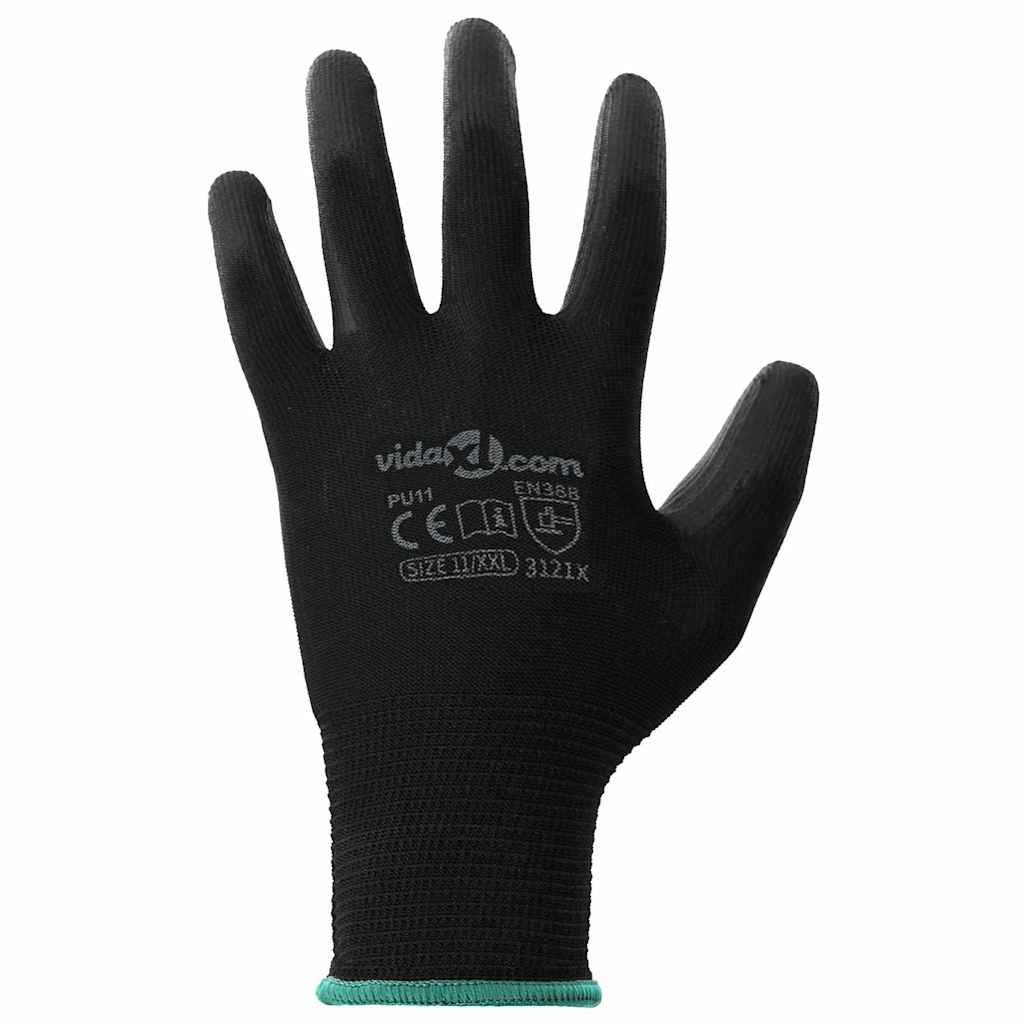 Arbeitshandschuhe 24 Stk. Schwarz 11 / XXL Polyester