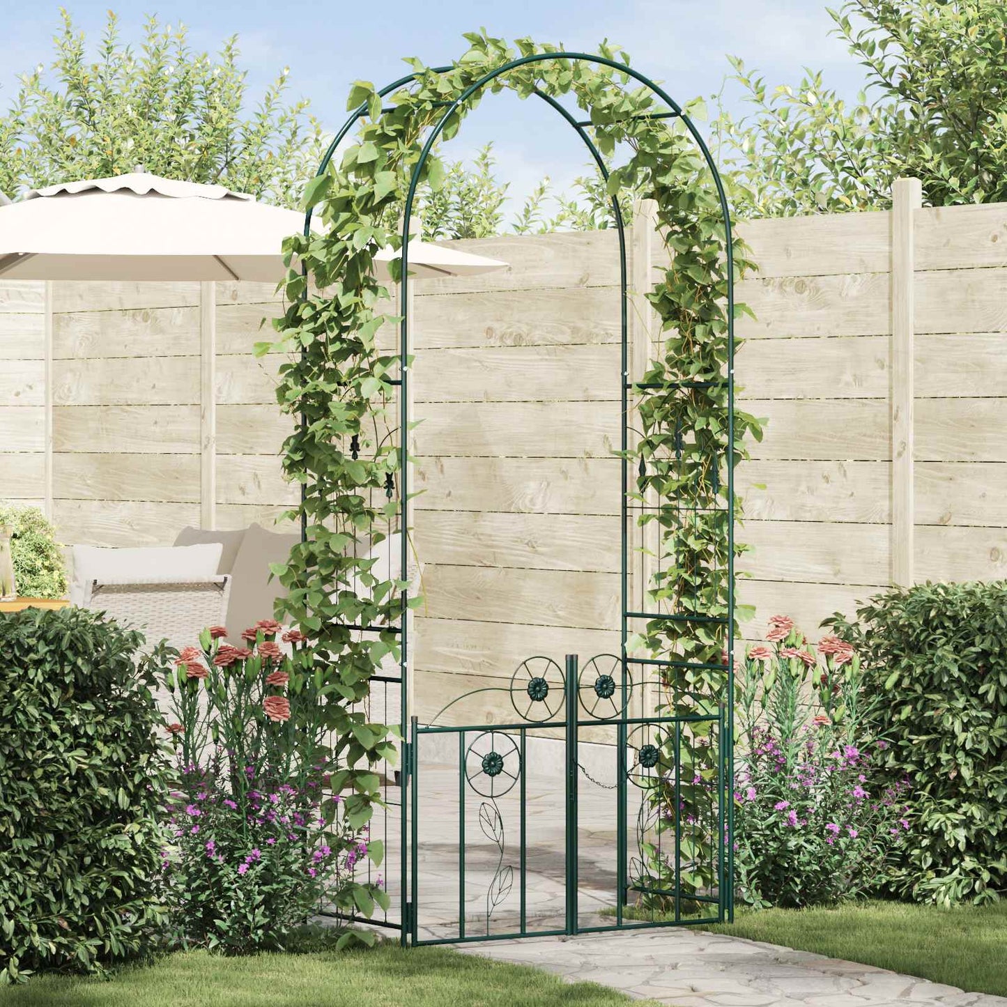 Gartenbogen Grün 102 x 50 x 218 cm Stahl