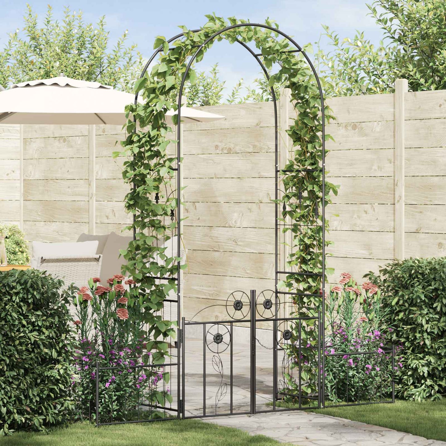 Gartenbogen Schwarz 203 x 50 x 218 cm Stahl