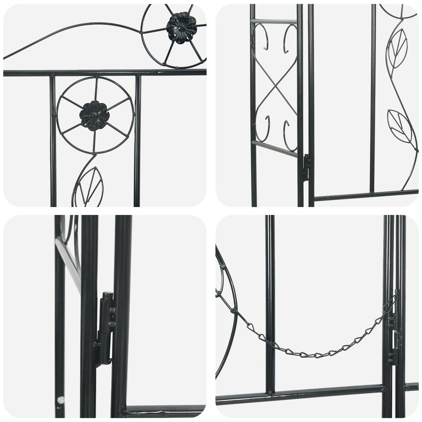Gartenbogen Schwarz 115 x 37 x 226 cm Stahl