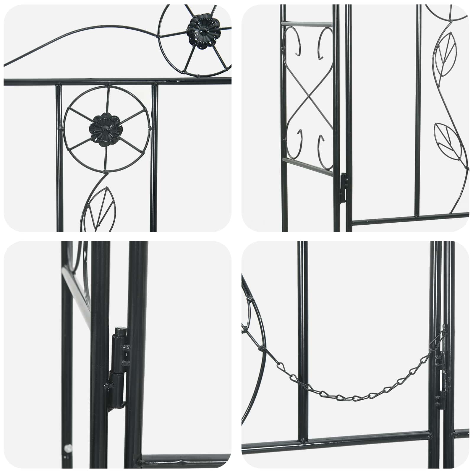 Gartenbogen Schwarz 115 x 37 x 226 cm Stahl
