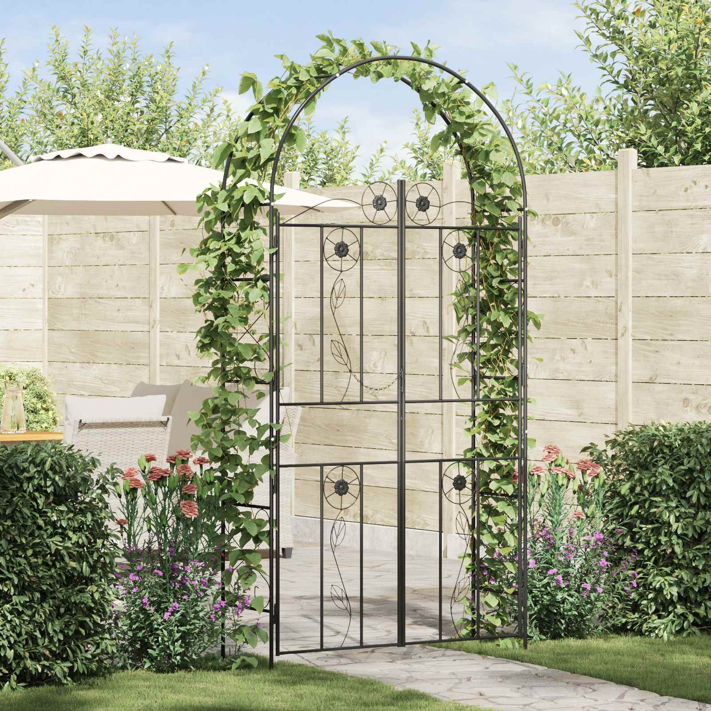 Gartenbogen Schwarz 115 x 37 x 226 cm Stahl